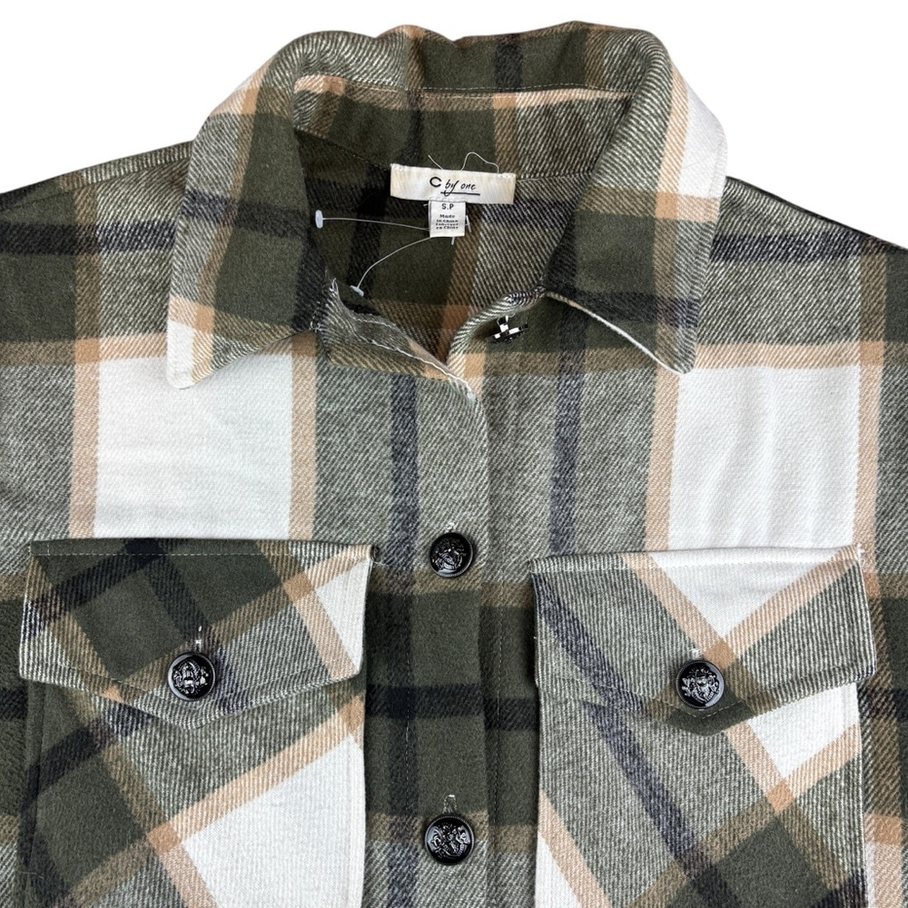 C By One Green Plaid Shacket SMALL - Picture 5 of 11